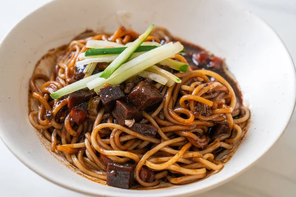 Jajangmyeon Jjajangmyeon Korean Noodle Black Sauce Korean Food Style — Stock Photo, Image