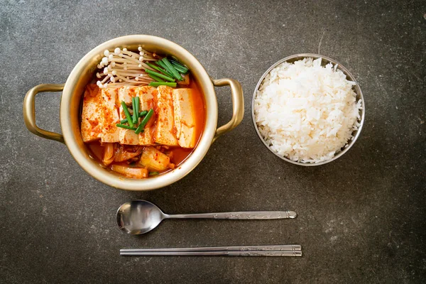 Kimchi Soup Soft Tofu Korean Kimchi Stew Korean Food Traditional — Stock Photo, Image