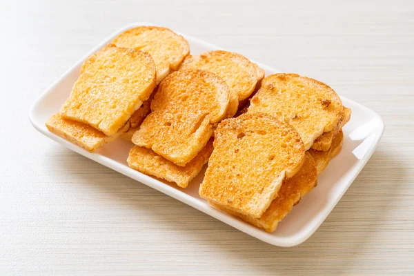 Baked Crispy Bread Butter Sugar Plate — Stock Photo, Image