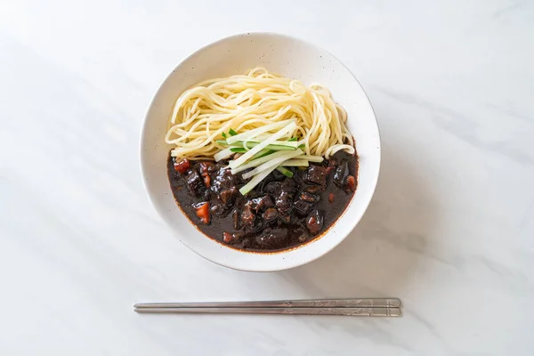 Jajangmyeon Jjajangmyeon Korean Noodle Black Sauce Korean Food Style — Stock Photo, Image