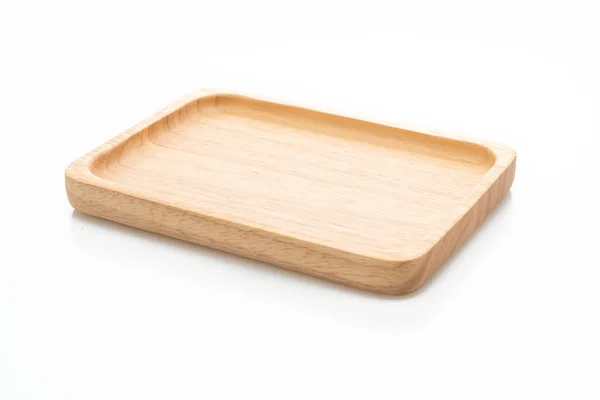 Wooden Tray Plate Isolated White Background — Stock Photo, Image