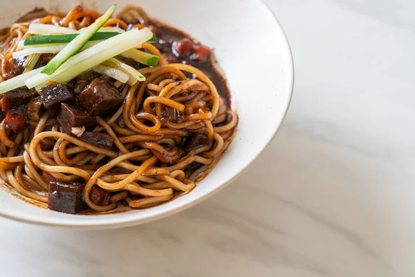 Jajangmyeon Jjajangmyeon Korean Noodle Black Sauce Korean Food Style — Stock Photo, Image