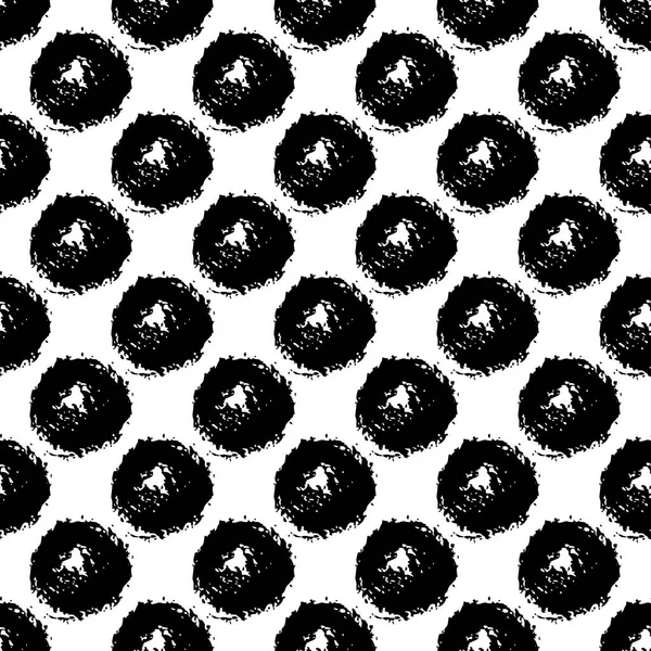 Vektör Dikişsiz desen fırça daire ve yuvarlak. Beyaz arka planda siyah renk. Grange doku el boyalı. Mürekkep geometrik öğeleri. Moda modern tarzı. Sonsuz kumaş baskı.