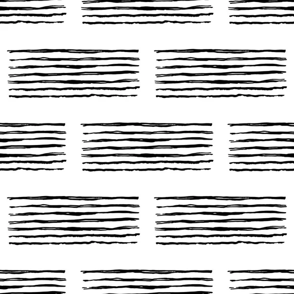 Vector seamless pattern with brush stripes and handwriting. Black color on white background. Hand painted grange cursive texture. Ink letter writing elements Repeat print for cloth, wallpaper, textile — Stock Vector