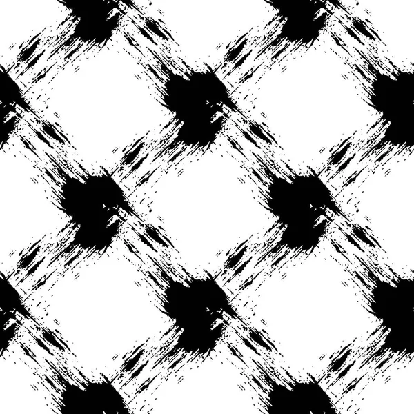 De naadloze patroon vector met borstel strepen plaid. Zwarte kleur op witte achtergrond. Handgeschilderde grange textuur. Inkt geometrische diagonale elementen. Mode-moderne stijl. Herhaal stof afdrukken voor doek — Stockvector
