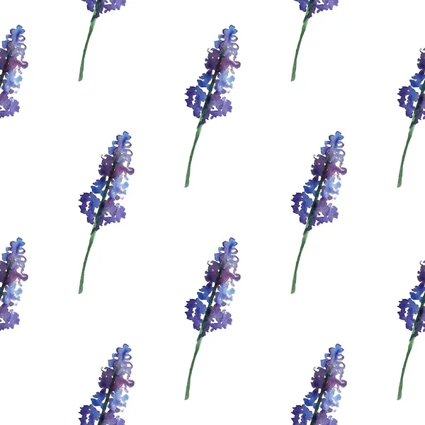 紫色の花と葉ヴィンテージ花柄シームレス パターン 無限の織物壁紙の印刷します 手描き水彩の要素 美しさの花束 白地に緑を葉します — ストック写真