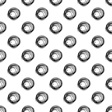 Vektör fırça doodle çapraz daire ile seamless modeli. Beyaz arka planda siyah renk. Grange doku el boyalı. Mürekkep karalama öğeleri. Moda modern tarzı. Sonsuz kumaş baskı.