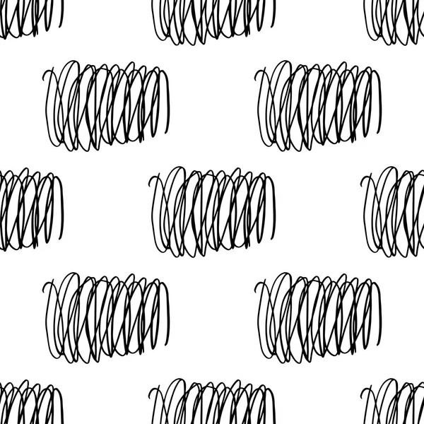 Vector seamless pattern with brush stripes and strokes. Black color on white background. Hand painted plaid texture. Ink geometric elements. Fashion modern style. Endless fabric check print. — Stock Vector