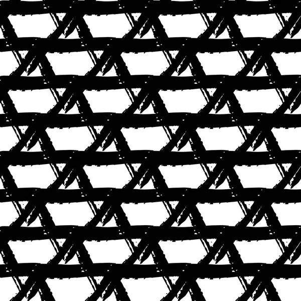 Vektor bezešvé pattern s štětec trojúhelník a tahy. Černá barva na bílém pozadí. Ručně malované grange texturu. Inkoustu geometrické prvky. Módní a moderní styl. Nekonečné látka tisk. — Stockový vektor