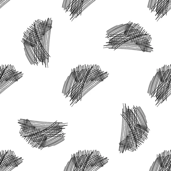 Vector seamless pattern with brush stripes and strokes. Black color on white background. Hand painted plaid texture. Ink geometric elements. Fashion modern style. Endless fabric check print. — Stock Vector