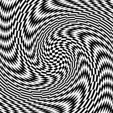 Hipnotik Göz yanılsaması siyah ve beyaz renkte. 3D geometrik arka plan görüş. Daire içinde soyut optik modern şekli. Web, baskı, kartı, ekran için yaratıcı duvar kağıdı.