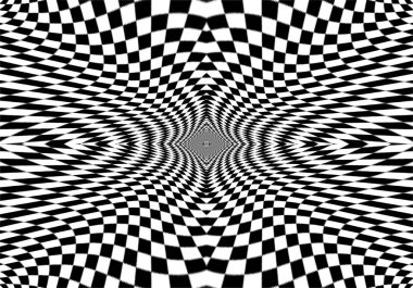 Hipnotik Göz yanılsaması siyah ve beyaz renkte. 3D geometrik arka plan görüş. Daire içinde soyut optik modern şekli. Web, baskı, kartı, ekran için yaratıcı duvar kağıdı.