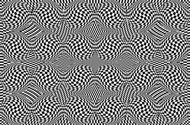 Hipnotik Göz yanılsaması siyah ve beyaz renkte. 3D geometrik arka plan görüş. Daire içinde soyut optik modern şekli. Web, baskı, kartı, ekran için yaratıcı duvar kağıdı.