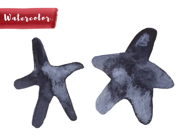 Starfish v Indigo barevném malování. Kresba z akvarel. Modrá mořská barva. Mořské zvíře. Izolován na bílém podkladu pro tkaniny, textilní, pozadí, siluetu obrázku. Design prvku Dolphin. — Stock fotografie