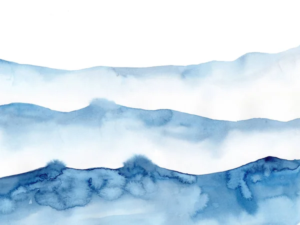 Акварель синий зимний снежный фон, выглядят как волна и море. Оригинальная картина на акварельной бумаге. Иллюстрация для декоративного элемента. Фон с морской водой. Минимализм, монохроматизм — стоковое фото