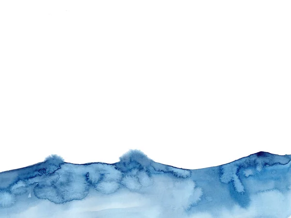 Aquarelle bleu hiver fond de neige, Ressembler à la vague et la mer. Peinture originale sur papier aquarelle. Illustration pour élément de décoration. Fond avec de l'eau de mer. Minimalisme style moderne — Photo