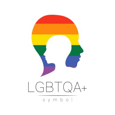 Vektör LGBTQA logo sembolü. Gurur bayrağı geçmişi. Eşcinsel, lezbiyen, biseksüel, transseksüel, eşcinsel ve müttefik kişiler için simge. İşaret aktivizmi, psikoloji ya da danışmanlık için kullanılabilir. Beyaz üzerine LGBT logosu.
