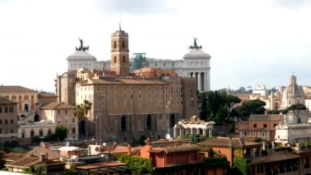 View of the Roman Forums from Avventino, the most beautiful place in Rome — Stock Video