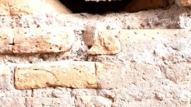 Roma'nın merkezi orta delik olan antik bir Roma duvar vuruşta izleme