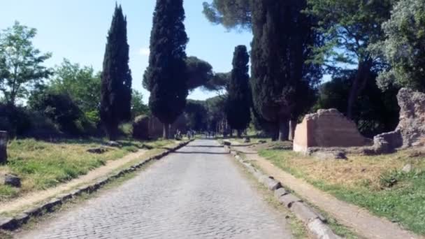 走在古罗马人建造的古老道路上 古老的阿皮亚 — 图库视频影像