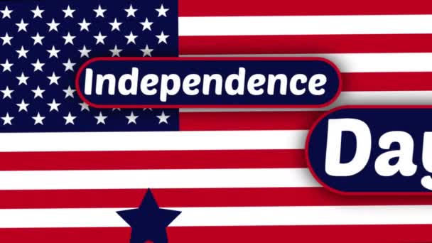 Κινούμενα σχέδια για την αμερικανική ημέρα της ανεξαρτησίας, επίπεδων χρωμάτων — Αρχείο Βίντεο