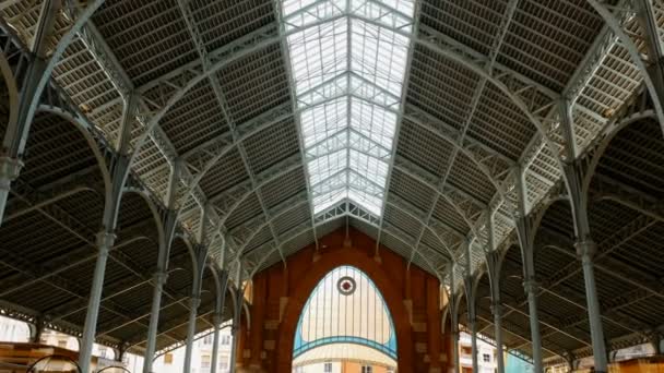 Tracking shot on glass roof in the colon market Valencia, Spain — Stock Video