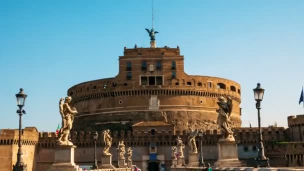Hiperlapso hacia Castel Sant Angelo, situado cerca del Vaticano, Roma — Vídeo de stock