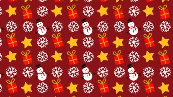 Patrón Animado Con Iconos Navidad Ideales Para Período Navidad — Vídeos de Stock