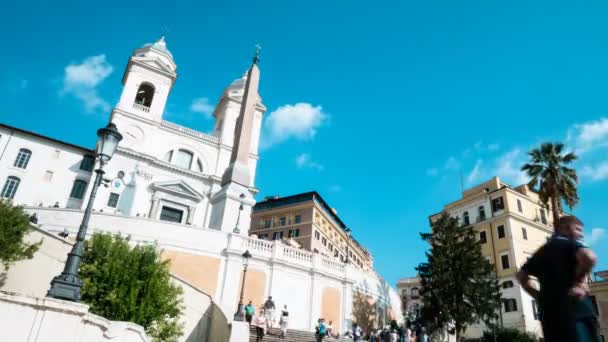 Time lapse Spanish Steps staircase with blue sky — Stock Video