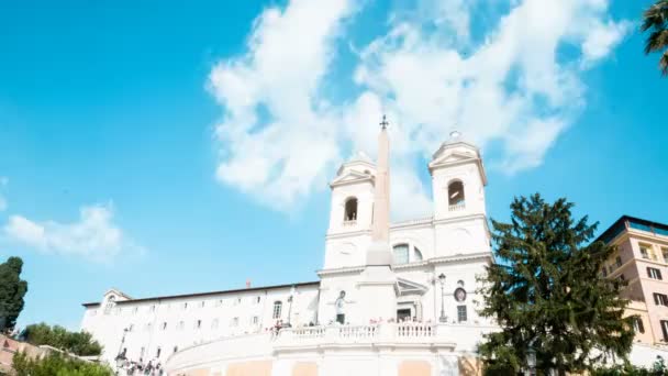 Time lapse Scalinata di Piazza di Spagna con cielo blu — Video Stock