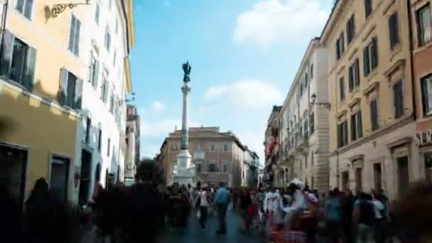 Hyperlapse kierunku kolumna Niepokalanego di Trevi w Rzymie — Wideo stockowe