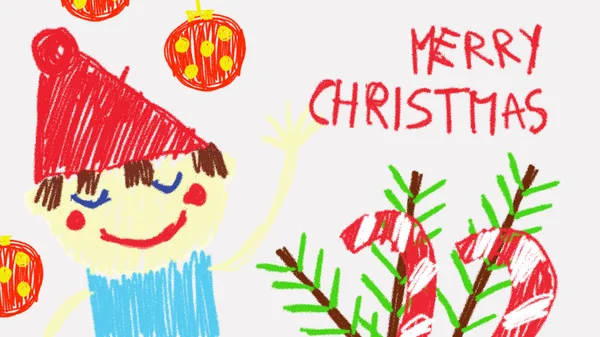 Merry Christmas animation drawn with felt-tip pens by a child, very colorful and happy animation background