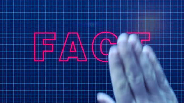 Ruka podnikatelů vymaže text: fakt, novinky a falešný — Stock video