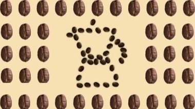 Moka pot kahve makinesi kahve çekirdekleri ile oluşturulan animasyon