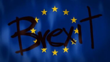 Brexit, Avrupa Birliği'nin terk edilme kavramını temsil etmek için ideal görüntüleri kelimelerle Avrupa bayrağı
