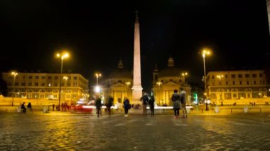 gece timelapse birinde Roma, Piazza del Popolo en güzel kareler