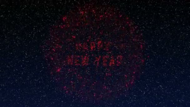 Esplosione di fuochi d'artificio con felice anno nuovo scrittura, filmati 4k ideale per il nuovo anno — Video Stock