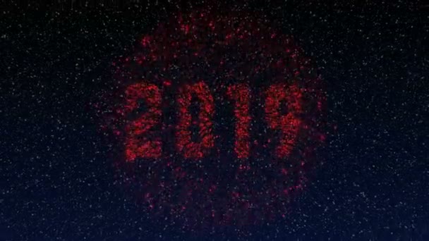 Vuurwerk explosie met 2019 inscriptie, beeldmateriaal 4k ideaal voor het nieuwe jaar — Stockvideo