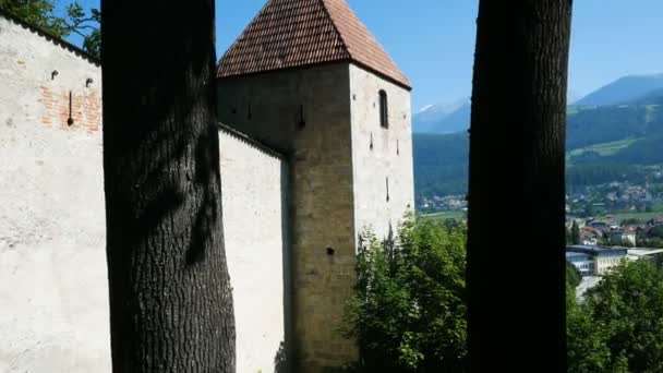 Small castle above Brunico, during the summer — Stock Video