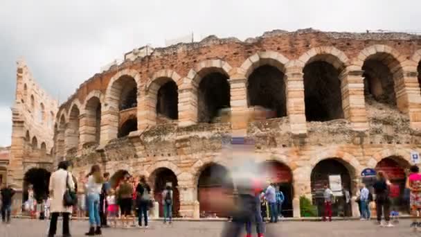 Zeitraffer Arena di Verona, Reiseziel für alle Touristen, die Romantik und klassische Musik suchen — Stockvideo