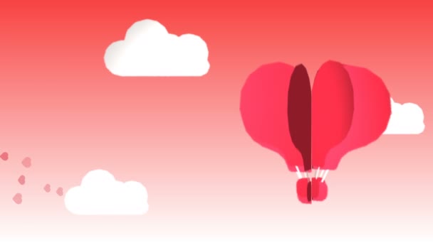 Animation très douce qui représente avec un ballon en forme de cœur le sentiment d'amour et de passion, idéal pour célébrer la Saint-Valentin — Video