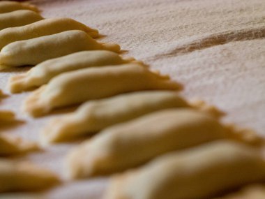 Mantı ricotta ve çiğ ıspanak pişmiş, Tyrol tipik bir tarifi hazır