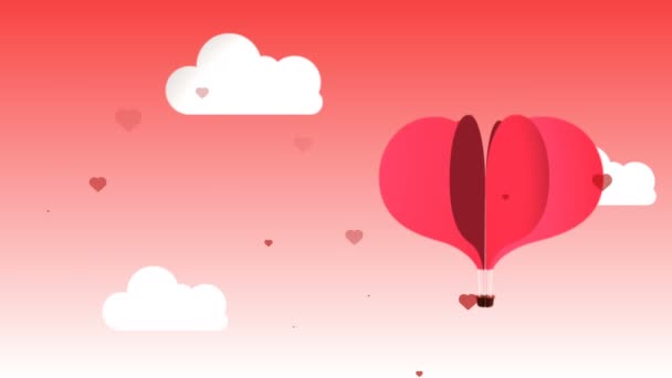 Bardzo słodki animacji, który reprezentuje z balonem w kształcie serca, uczucie miłości i namiętności, idealne dla obchodzi Walentynki — Wideo stockowe