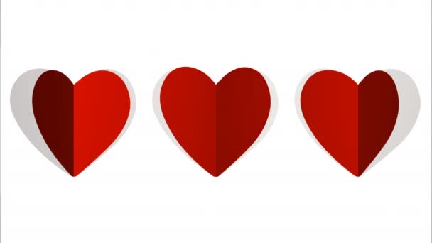 Animation loop corazones de papel, material de archivo ideal para el día de San Valentín — Vídeos de Stock