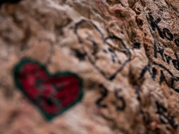 heart drawn with a marker for a dedication on the wall near Juliets balcony, symbol of love and Valentines day