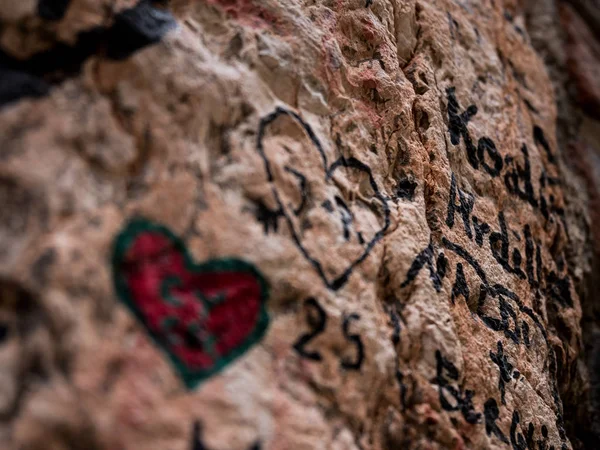 heart drawn with a marker for a dedication on the wall near Juliets balcony, symbol of love and Valentines day