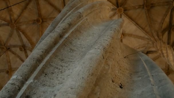 Colonna di marmo del periodo gotico civile europeo nella Lonja de la Seda a Valencia, Spagna — Video Stock