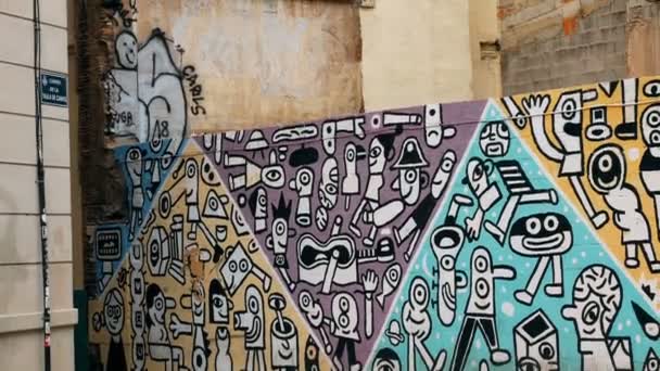 Street art na paláce Valencia, Španělsko — Stock video