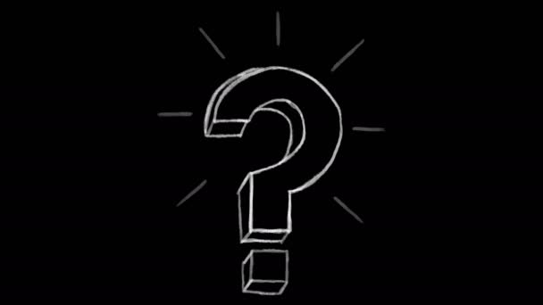 Animated question mark, black chalk section, ideal for compositing, use as a mask, ideal footage to represent the idea concept — Stock Video