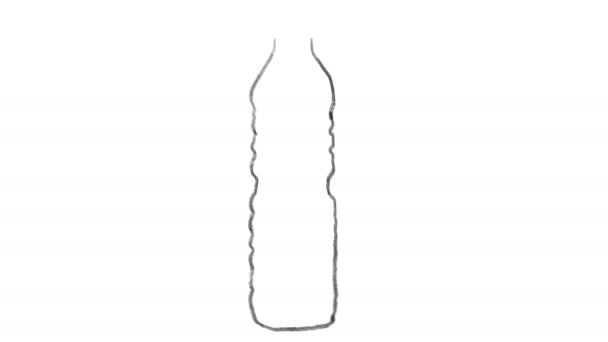 Botella de plástico desechable, dibujado en pizarra blanca, material de archivo ideal para representar problemas de ecología — Vídeo de stock
